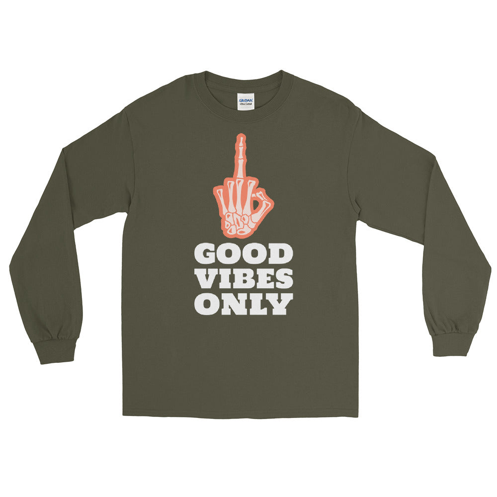 Good Vibes Only Middle Finger Long Sleeve Shirt