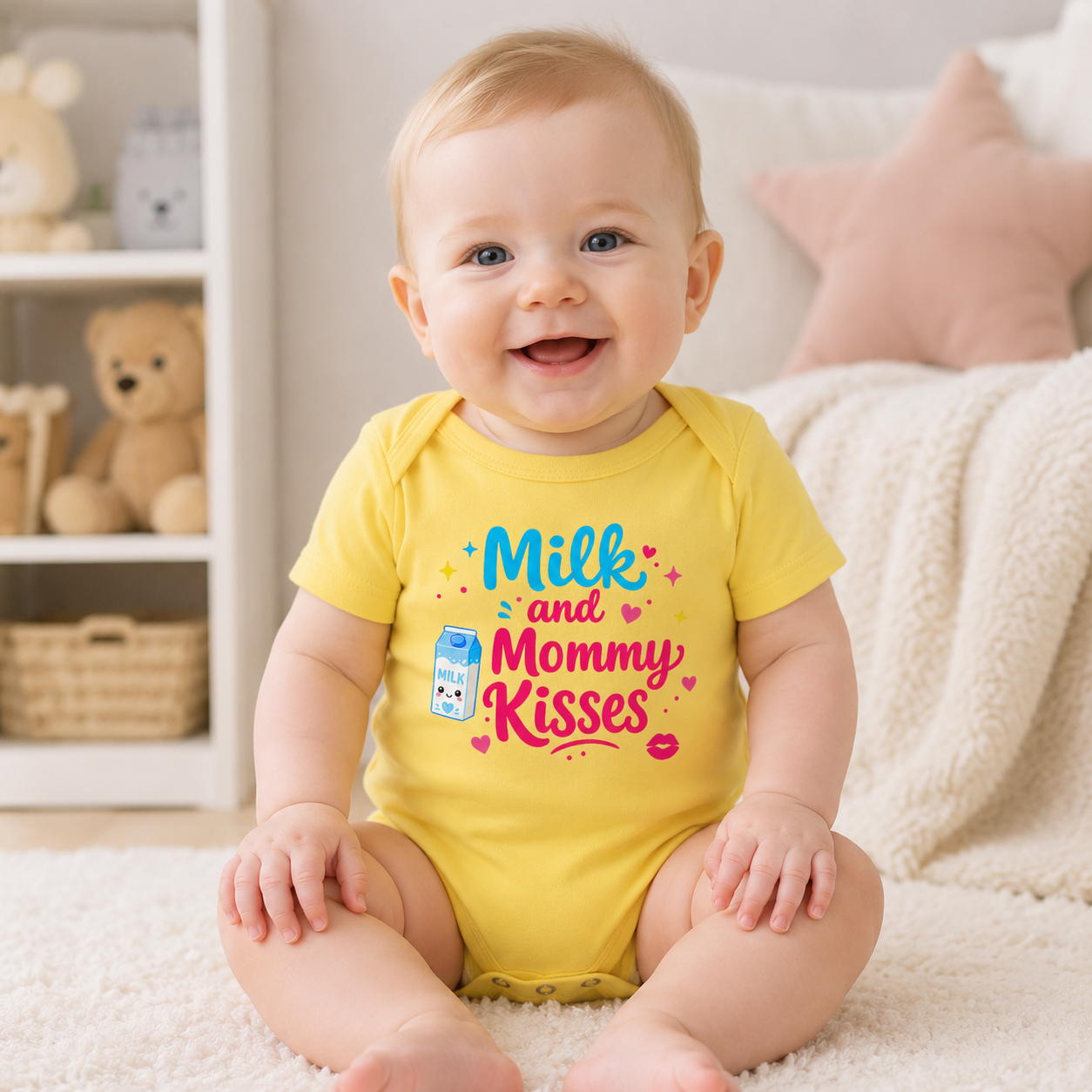 Milk and Mommy Kisses Baby Onesie