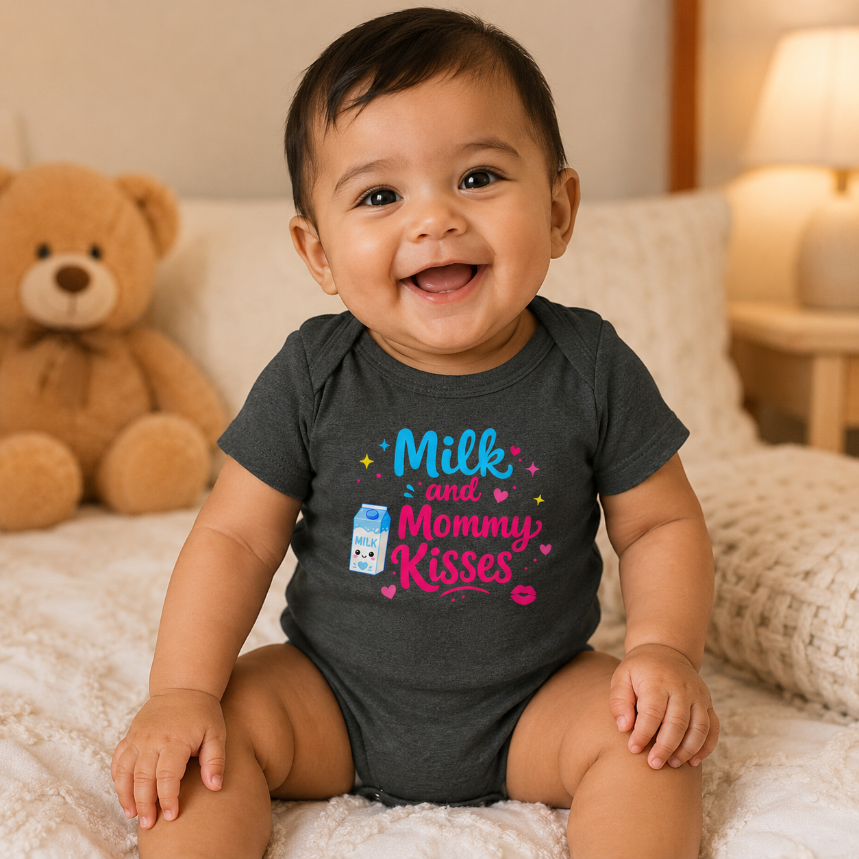Milk and Mommy Kisses Baby Onesie